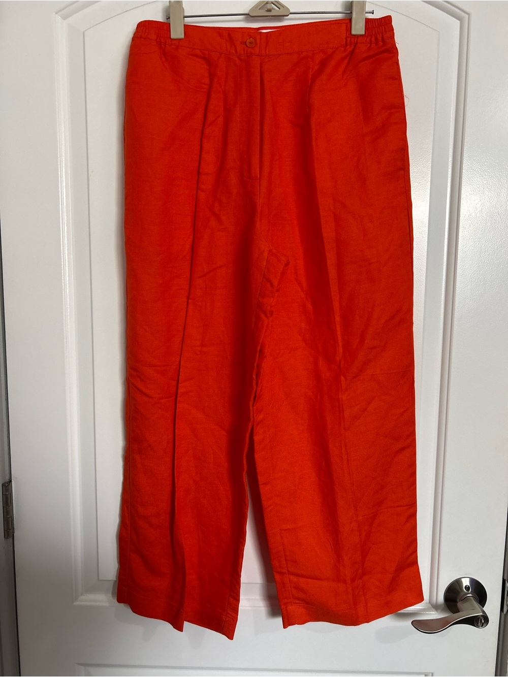 Lino USA Linen Blend Wide Leg Orange Pants Size S Coastal Preppy Chic 90s